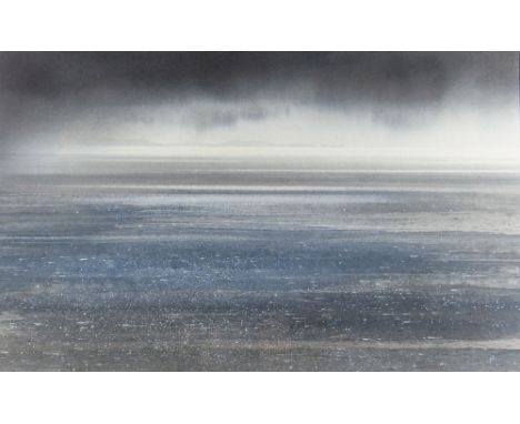 NAOMI TYDEMAN watercolour - view over water towards the Gower peninsula, 36 x 58.5cms Provenance: private collection, consign