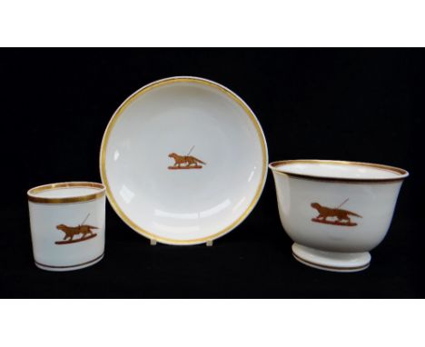 NANTGARW PORCELAIN CRESTED OVERSIZE BREAKFAST CUP &amp; SAUCER together with a coffee-can from the same set, circa 1818-20, e