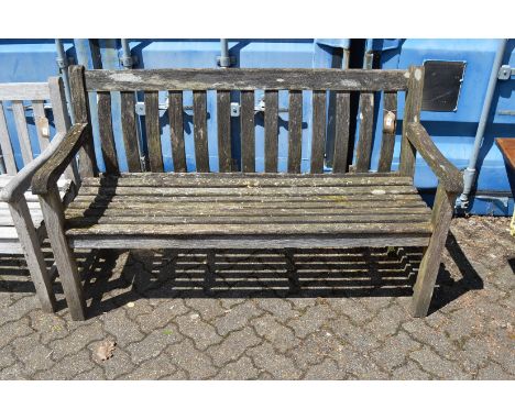 A wooden garden bench.