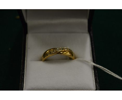 A 9ct gold and diamond ring, size O.