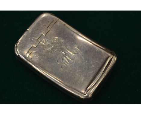 A silver snuff box with hinged cover.