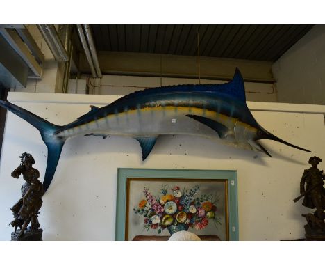 A life size fibreglass model of a Marlin.