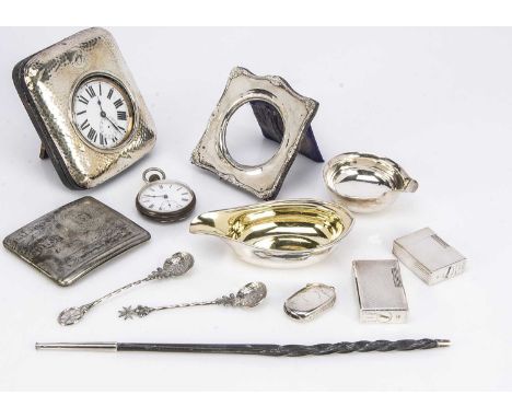 A collection of silver and other collectable items, including an early Victorian silver pap boat, a damaged toddy ladle, a Go