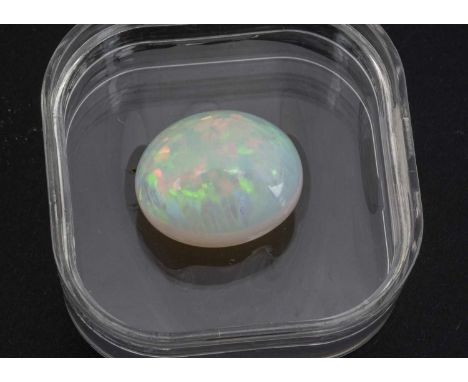 A certificated Oval cut Opal, oval cabochon cut, cert stating its Ethiopian Opal, 11.65cts  (2) with Gem Collector certwith G