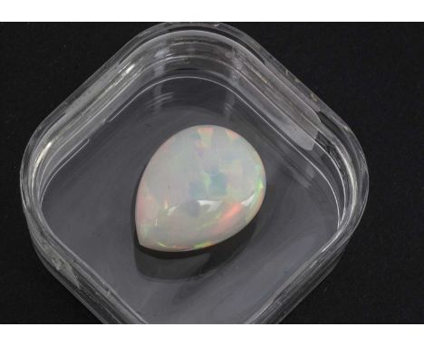 A certificated pear cut Opal, pear cabochon cut, cert stating its Ethiopian Opal, 10.05cts  (2) with Gem Collector certwith G