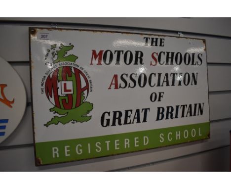 A vintage enamel sign, 'The Motor schools association of Great Britain, registered school.
approx 21 inch by 13 inch.