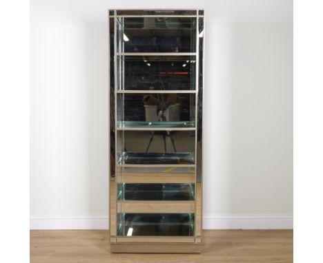 A MIRRORED FLOORSTANDING SIX TIER OPEN BOOKCASE83cm wide; 35cm deep; 216cm highGood overall condition, very minor marks and s