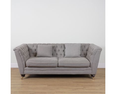 A GREY BUTTONBACK UPHOLSTERED TWO SEAT SOFA200cm wide; 85cm high