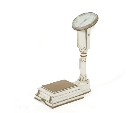 A SET OF VICTORIAN WHITE PAINTED CAST-IRON SALTER’S WEIGHING SCALESLate 19th Century
The dial marked ‘No 216 SALTER’S “COMPAC
