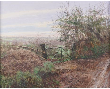 MAURICE SHEPPARD (BRITISH, B. 1947)Rain on the Hill-Gate
signed 'MAURICE SHEPPARD' (lower right) and further signed and title