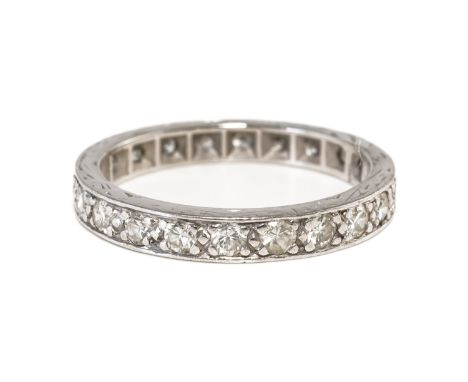 A DIAMOND FULL ETERNITY RINGMounted with single cut diamonds, unmarked, ring size L½, gross weight 3.5 grams