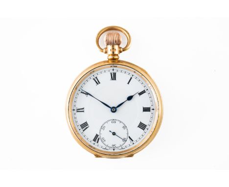 A GENTLEMAN'S 9CT GOLD CASED, KEYLESS WIND, OPENFACED POCKET WATCHThe jewelled precision lever movement detailed Bird-in-ring