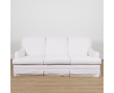 A MODERN WHITE UPHOLSTERED THREE SEAT SOFA205cm deep; 84cm highGood overall condition solid frames, upholstery is in used con