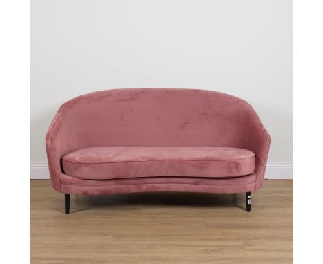 A PINK UPHOLSTERED CONCAVE TWO SEAT SOFA163cm wide; 84cm high