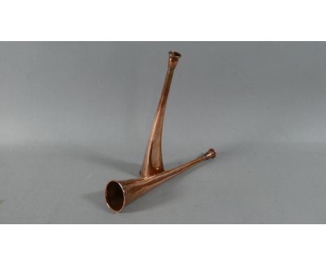 A Pair of French Copper Hunting Horns, Each 24cm Long 