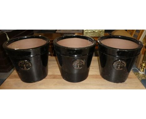 A Set of Three Heritage Garden Glazed Terracotta Plant Pots, 33cm Diameter 