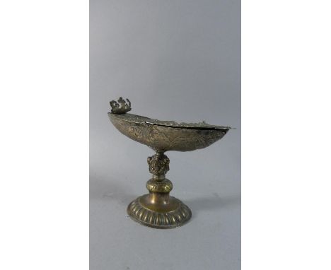 A Brass Oil Lamp of Classical Form with Removable Reservoir, 20cm Long 