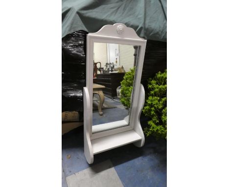 A White Painted Wall Hanging Mirrored Shelf, 88cm high 