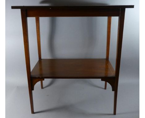 A Reproduction String Inlaid Mahogany Rectangular Side Table with Stretcher Shelf by Henry Barker Ltd, Nottingham, 66cm Wide 