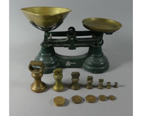 A Set of Lebrasco Brass Mounted Kitchen Scales 