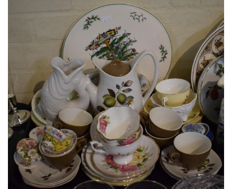 A Collection of Ceramics to Include Midwinter Coffee Cans, Saucers and Coffee Pot, Christmas Plate, Gluggle Jug, Aynsley Tea 