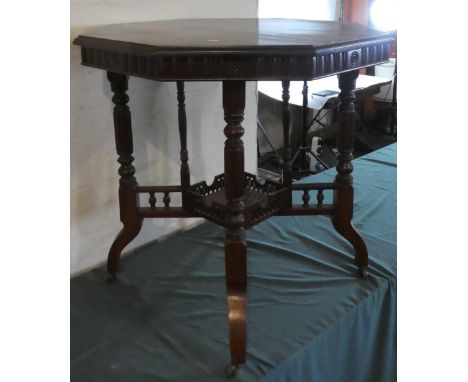 An Edwardian Octagonal Mahogany Occasional Table with Galleried Stretcher Shelf, 78cm Diameter