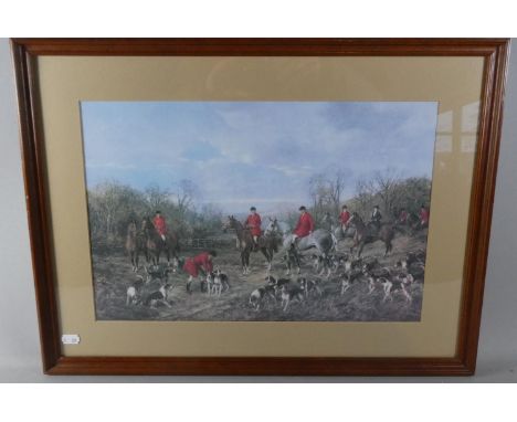 A Framed Print Depicting Hunting Scene, 60cm Wide 