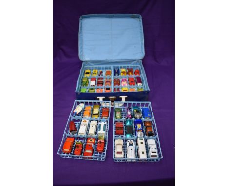 A Matchbox Carry case containing 48 Matchbox, Superfast, Hot Wheels, Corgi Junior Whizz Wheels, Corgi Juniors and Corgi Rocke