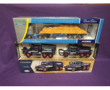 Two Corgi Limited Edition 1:50 scale diecasts, Stiller transport Set 76801, windows unattached and present, boxed, and Pickfo