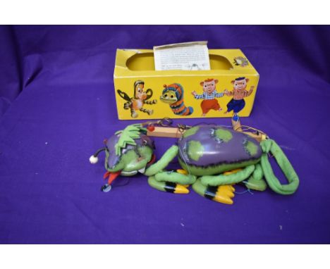 A 1970's/1980's Pelham Puppet, Sea Monster A13 in original yellow window display box
Head missing one eye, paint work good
fa