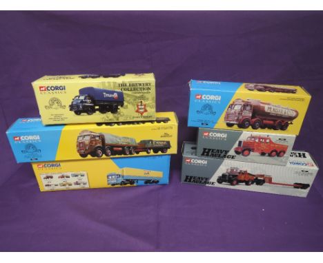 Six Corgi Classics and Corgi Limited Edition 1:50 scale diecasts, 40th Anniversary Sets, F.B. Atkins 27601, Wall's 21401, McK