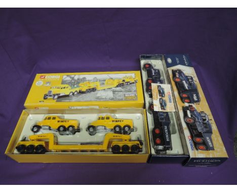 Two Corgi Classics and Corgi Limited Edition 1:50 scale Heavy Haulage diecasts, Building Britain Wimpey Set 17702, windows un