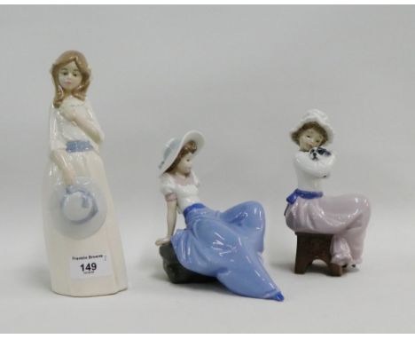 Three Spanish porcelain figures to include two NAO and one Nadal female figures, tallest 24cm, (3) 