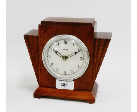 Ferranti oak cased Art Deco mantle clock, 17cm high
