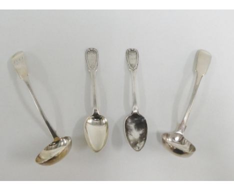 William IV Scottish silver sauce ladle with makers mark for James Crichton,  Glasgow 1832 together with an Epns sauce ladle a