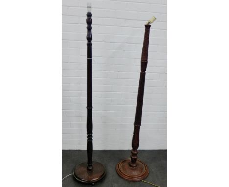 Carved standard lamp together with a mahogany 65cm standard lamp