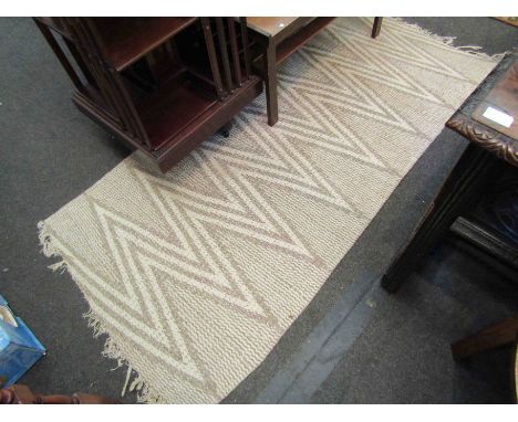 A pale geometric woven wool Kilim runner, 184cm x 90cm