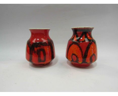 A pair of Poole pottery Delphis vases, 9cm tall