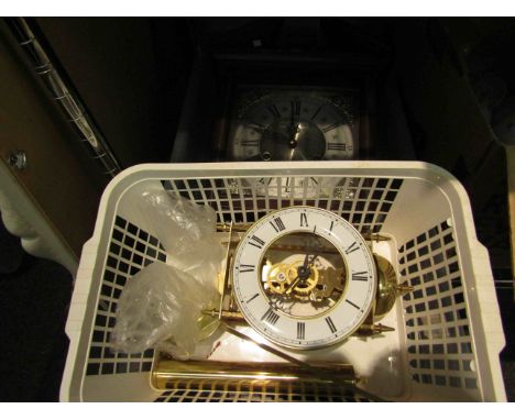 A President wall clock, small 'longcase' clock and a Whitehall brassed clock (3)