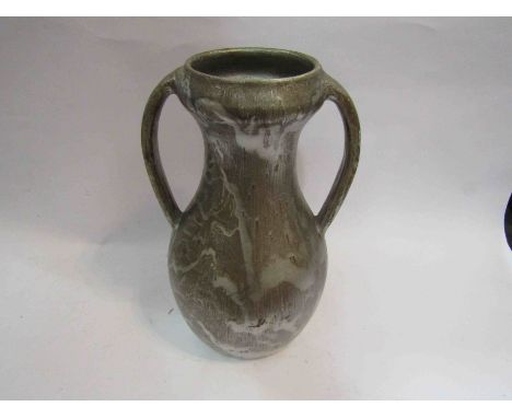 An Arts &amp; Crafts Compton pottery twin handled vase with silvered glaze, 24cm 