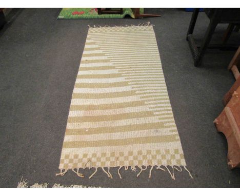 A green and beige stripe wool Kilim runner, 205cm x 97cm
