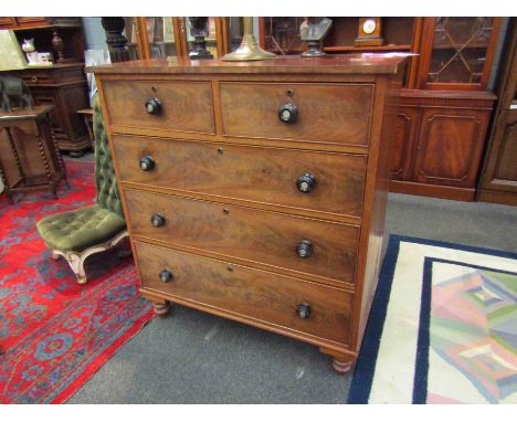 A Victorian mahogany chest of two over three drawers with mother of pearl handles, 113cm x 101cm x 49cm