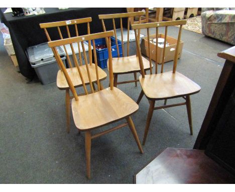 Four Ercol stick back chairs 