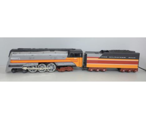 A MTH/Rail King Hiawatha Hudson Steam Engine, Wilwaukee Road with whistle 
