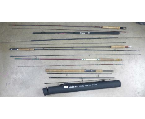 A collection of fly fishing rods including a Hardy and a coarse fishing rod (6) 