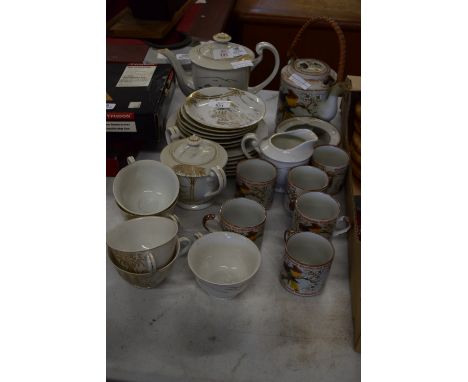 JAPANESE CHINA WITH LITHOPHANE OF GEISHA GIRL TO BASE