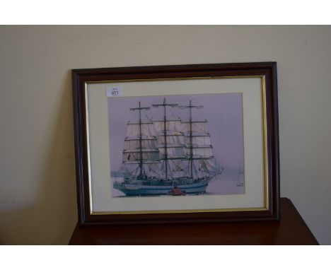 FRAMED PHOTO PRINT OF MIR SAILING OUT OF ST PETERSBURG, 47 X 36CM