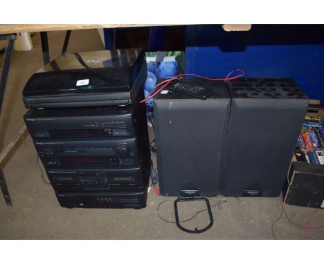 KENWOOD RECORD PLAYER AND A KENWOOD HOME ENTERTAINMENT SYSTEM AND TWO FURTHER SPEAKERS