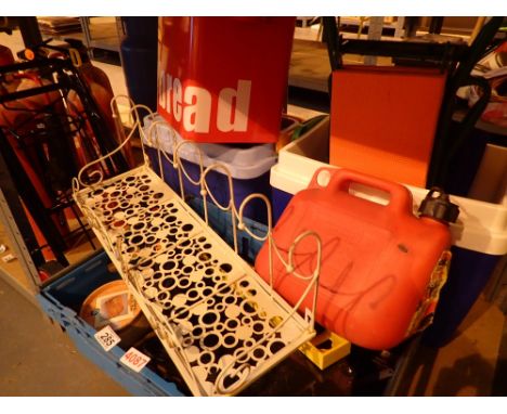 Two cool boxes with gardening aids and a quantity of tools including sander ratchet etc