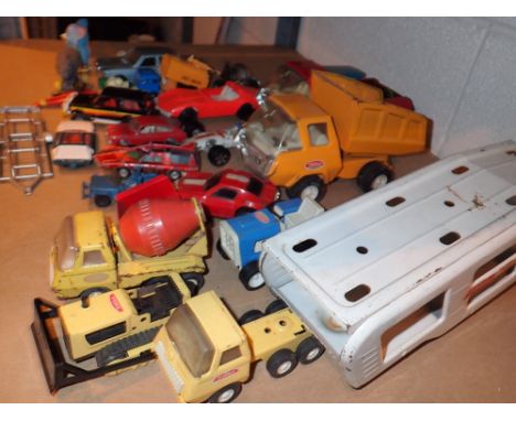 Shelf of diecast vehicles including Dinky etc